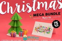 圣诞卡通设计元素大礼包 Creativemarket Christmas MEGA BUNDLE Maker Kit 448754