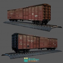 红皮火车货车厢3D模型