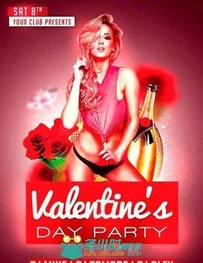 情人节宣传海报第九版PSD模板Valentines Day V9 Club Flyer Template