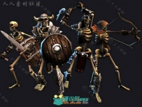 恐怖的地下城骷髅幻想人形生物角色3D模型Unity游戏素材资源