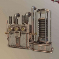 蒸汽机超写实机械3D模型下载