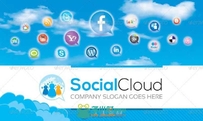 云端社交媒体商业卡片展示PSD模板R_Social_Cloud_Social_Media_Business_Cards