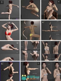 DAZ3D芭蕾舞身体运动姿势3D模型合辑
