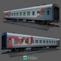 红白火车车厢3D模型