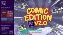 YouTube漫画版风格特效包装AE模板合集