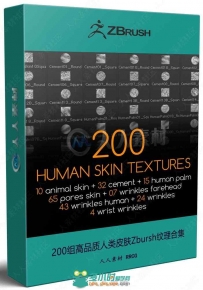 200组高品质人类皮肤Zbursh纹理合集