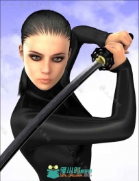精心设计的女性拿武士刀姿势3D模型合辑