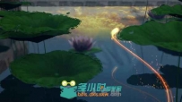 美丽的莲花池金色粒子光线飞舞标志显示LOGO演绎AE模板 Videohive Lotus Pond O...