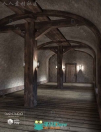 幻想完整的中世纪大厅场景环境3D模型合辑