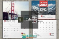 2018年创意日历墙纸indesign排版模板