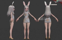 旗袍萝莉 兔耳女郎 角色3D模型max+obj