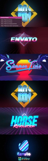 史诗绚丽卡通效果故障文字标题动画AE模板Videohive 80's Baby VHS Logo-Titles Op...