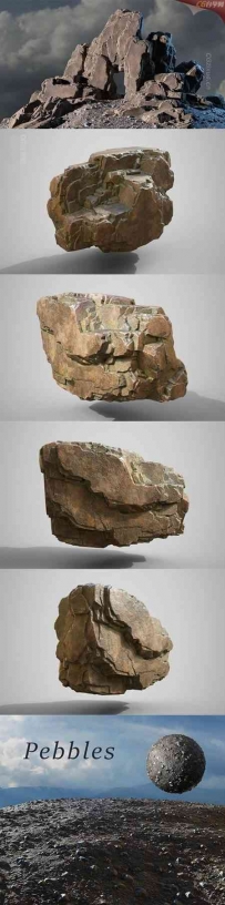 Blocky Cliff 三维3D模型 下载石头