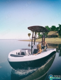 河边捕鱼渔船汽艇道具3D模型合集