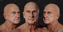逼真老年男性扫描级别身体高质量3D模型与贴图