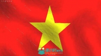 越南夺目黄色五角星国旗飘舞高清视频素材