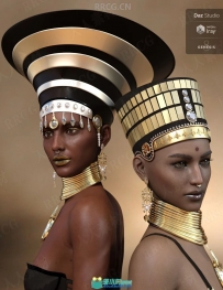 埃及女性人物皇冠和珠宝3D模型合集