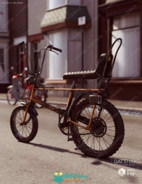 复古完整车把车链座位自行车3D模型