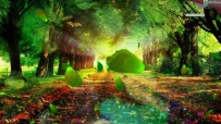 视频特效C57-梦幻绿色森林64款-魔幻绿色森林星空夜景草地蘑菇萤火虫绿色童话