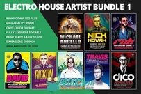 电子音乐家族宣传海报合辑PSD模板Electro House Artist Flyer Bundle 1