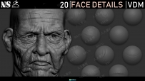 20组角色面部表面雕刻细节Alpha纹理合集