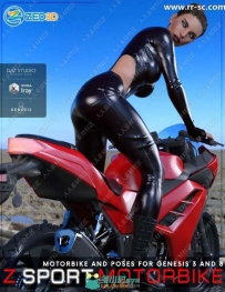 8种颜色帅气摩托车与男女骑摩托姿势3D模型
