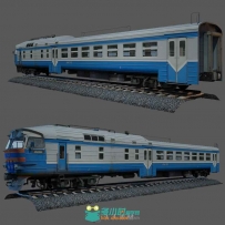 蓝白色火车车头模型