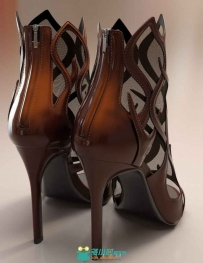 女性现代时尚夏季皮革材料高跟鞋3D模型合辑
