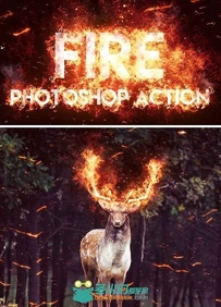 创意火焰效果PS动作GraphicRiver - Fire Photoshop Action 16212593