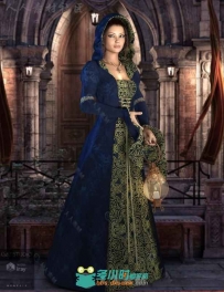 中世纪女性时尚美丽高贵的晚礼服3D模型合辑