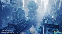 未来机器科幻城镇模块化环境场景UE游戏素材