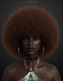 时髦爵士风格复古非洲人物蓬松发型及圈形耳环3D模型合集