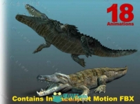 非洲鳄鱼爬行动物角色模型Unity3D素材资源