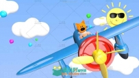 卡通熊飞机动画高清动态视频素材