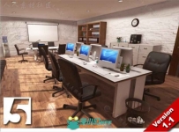 现代办公室室内道具3D模型Unity素材资源