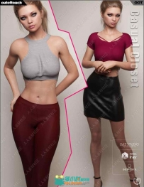 女性休闲舒适衣服裤子等服饰3D模型合集
