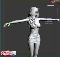 办公一族超女郎3D模型（带T-pose骨骼和蒙皮）