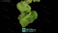 中国风深绿色水墨染料扩散弥漫效果高清视频素材