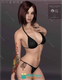 性感美丽的手臂纹身的女孩3D模型合辑