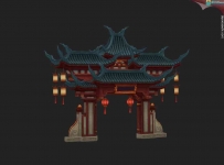 东方仙侠半写实的建筑和场景3D模型