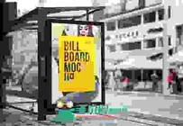 公交车站候车亭广告位场景展示PSD模板第二版PSD Mock-Up - Bus Stop Billboard