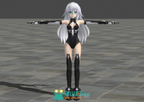 海王星－白长发黑紧身衣蓝瞳卡通女3D模型