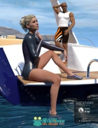 性感时髦的女性运动潜水服服装3D模型合辑