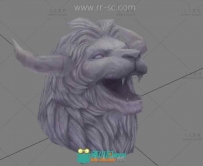 超逼真狮子头雕像3D模型