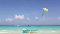 唯美沙滩帆伞运动休闲度假胜地高清实拍视频素材