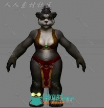 可爱女版熊猫人3D模型