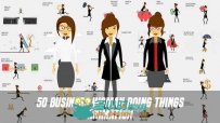 现代商务女士动态卡通运动动画展示幻灯片AE模板Videohive Business Woman Doing T...