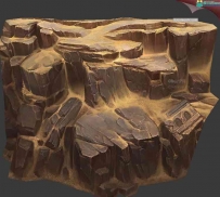 手绘材质 沙漠山石建筑3D模型