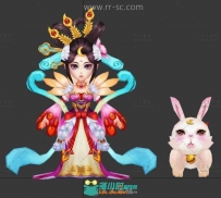 Q版仙侠嫦娥和玉兔3D模型