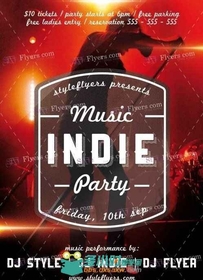 印第安音乐派对宣传海报PSD模板Indie_music_party_PSD_Flyer_Template